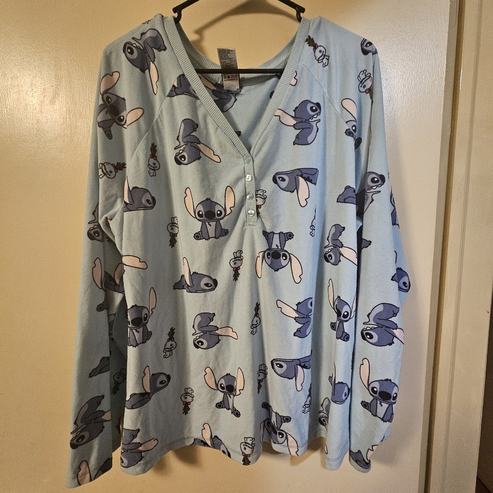 Blue Stitch Patterned Adult PJ set